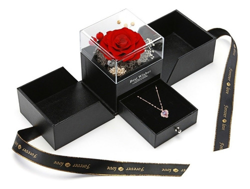 Collar De Corazón De San Valentín Regalo De Flor Eternas