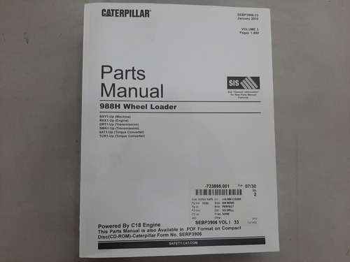 Manual Caterpillar 988h Wheel Loader Volumes 1,2 E 3