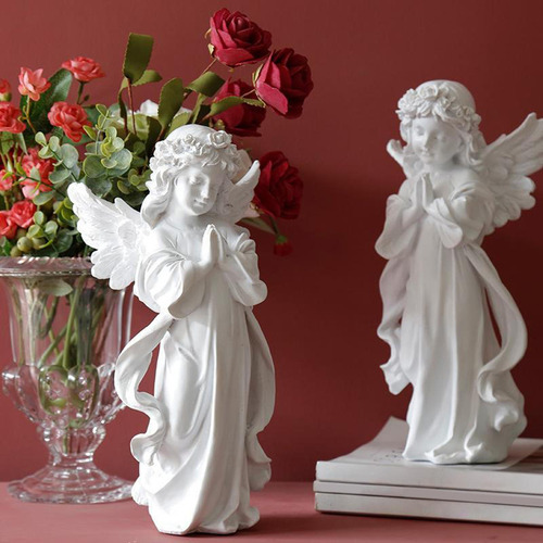 Estatueta De Anjo, Entalhadas À Mão Do Branco 1 30x15cm