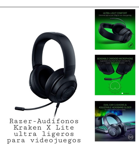 Imagen 1 de 1 de Audífonos (headset) Razer Kraken X Lite.