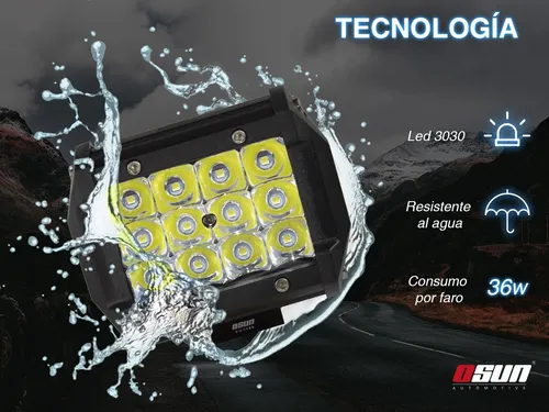 Imagen 3 de 8 de Par De Faros Led Osun® Alta Intensidad 36w Con Estructura 100% Metal + Bases Universales Ideal Para Autos/motos/camiones