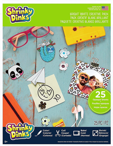 Just Play Shrinky Dinks - Paquete Creativo, 25 Sábanas Blanc
