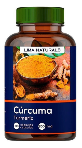 01 Frasco Curcuma Lima Naturals 100 Capsulas