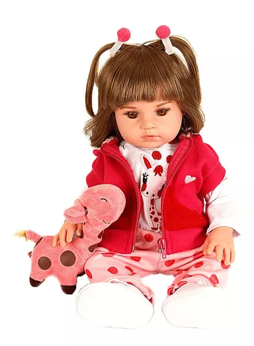 Boneca Bebe Reborn Silicone Girafinha Menina 48cm Realista