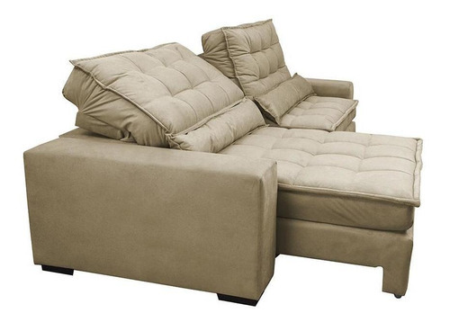 Sofá Retrátil e Reclinável com Molas Ensacadas Cama inBox Gold 2,92m Tecido Suede Velusoft Bege