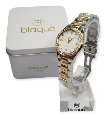 Imagen 5 de 5 de Reloj Análogo Blaque Para Dama Bq172 Malla Acero Con Strass