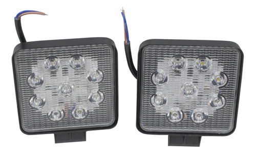 Par Faros 9 Led Auxiliares 27w 4x4 Spot Universal Cuadrado