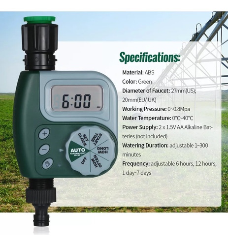 Controlador De Riego Automático Con Temporizador De Riego