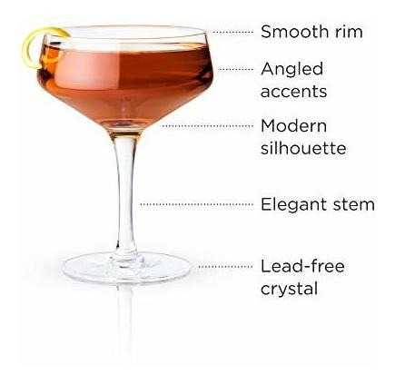 Viski 5399 Raye 7oz Crystal Coupe Glass Bar Cóctel Y Vino Cl