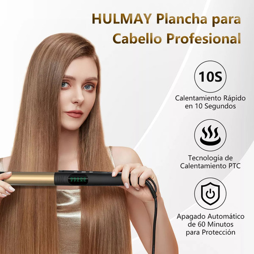 Plancha De Cabello Hulmay Temperatura Regulable 5 Modos 2en1 Color Negro 127V