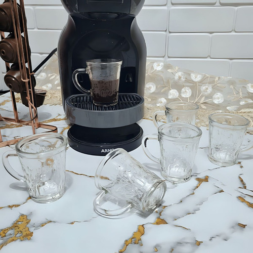 Jogo De 6 Canecas Em Vidro Xícaras Para Café Expresso Coffee