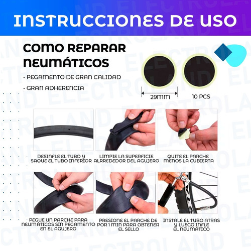Imagen 4 de 10 de Estuche Kit Reparación Para Bici Llaves Parches Inflador