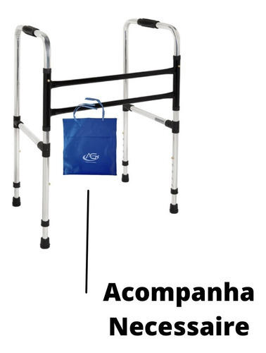 Imagem 5 de 8 de Andador De Aluminio Fixo Duas Barras Para (adulto E Idoso)