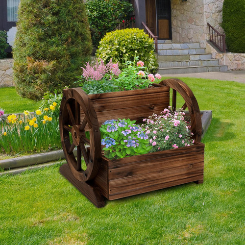 Jardinera De Madera Con Ruedas, Maceta Decorativa Para Flore