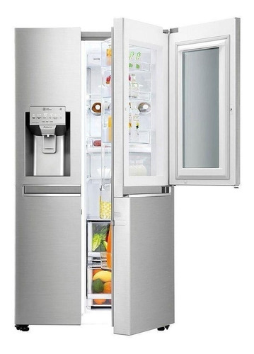 Heladera con freezer inverter LG GC-X247CSA color stainless steel con capacidad de 601L 220V