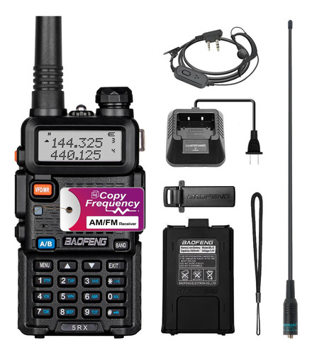 Baofeng - Radio De Jamón 5rx (actualizado De Uv-5r) Multibanda De Recepción De Largo Alcance De Radio Bidireccional, Walkie Talkies De Recepción Am/fm Con Auricular Y Antena Td-771, Frecuencia De
