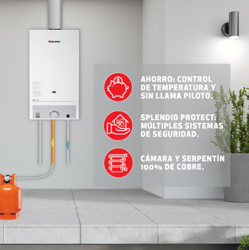 Calefont 13 Litros Tiro Natural Gas Licuado Master Splendid