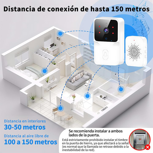 Timbre Wifi Inteligente, Video Timbre Inalámbrico, Tuya,