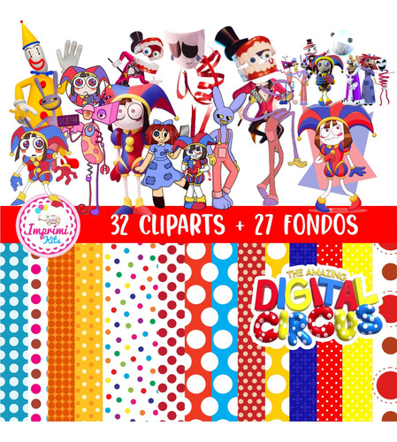 Kit Cliparts Y Fondos Circus Digital Imprimibles #611
