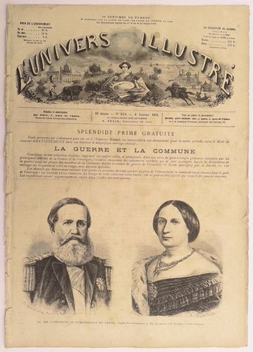 D. Pedro I I - Antigo Jornal Francês Univers 1872 - Lenach