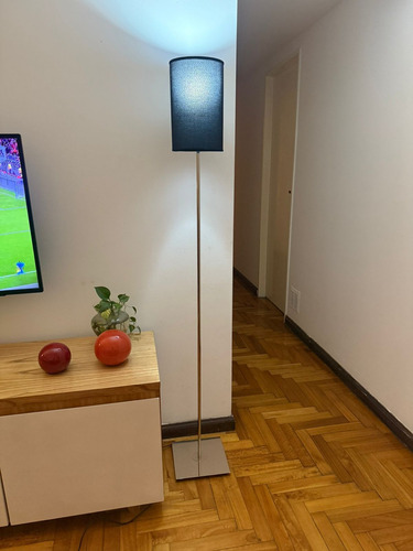 Lámpara De Pie Living Esquinero Moderna Con Pantalla Negro Niquel