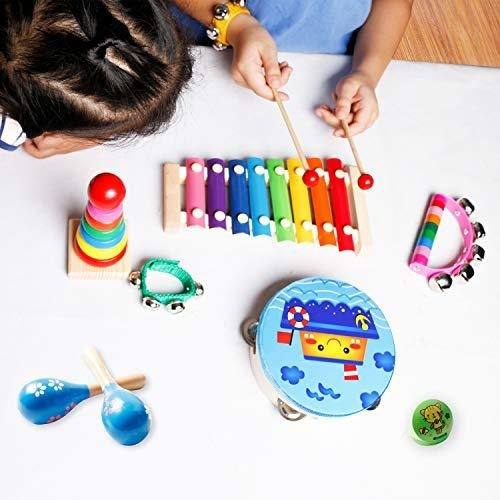 Xilafono Con Maracas Pandero De Madera Juego 11 Pz Para Niño