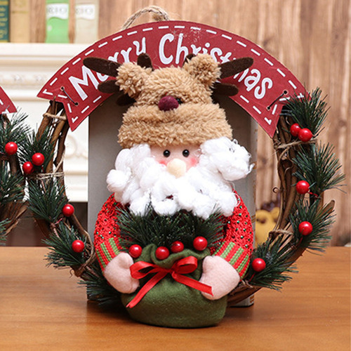 Guirnalda Navideña Adornos De Papá Noel Y Muñeco De Nieve