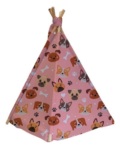 Tipi Para Perro Gato Casa Con Cama Colchoneta Mascota 80cm Color Rosa Perros