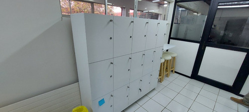 Locker Melamina Blanco Con Ruedas Y Mesa Plegable 