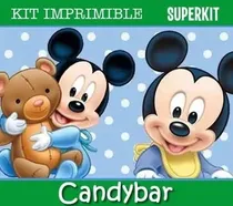 Comprar Kit Imprimible Mickey Bebe - Minnie Bebe Candybar