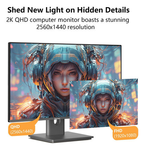 23.8 Pulgadas Monitor De Juegos De Pc Qhd 2560xk 100hz, 2 Ms