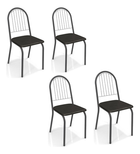Conjunto Com 4 Cadeiras Noruega Preto De Metal Kappesberg