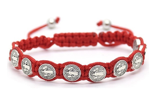 Pulsera Hilo Rojo San Benito Protector 10 Medallas