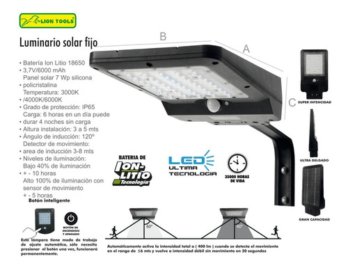 12 Pack Lámpara Solar Grande Led 850 Lm Alumbrado Publico
