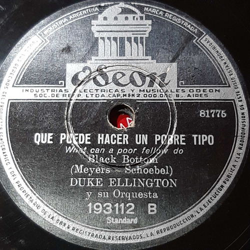 Pasta Duke Ellington Su Orquesta Odeon C275