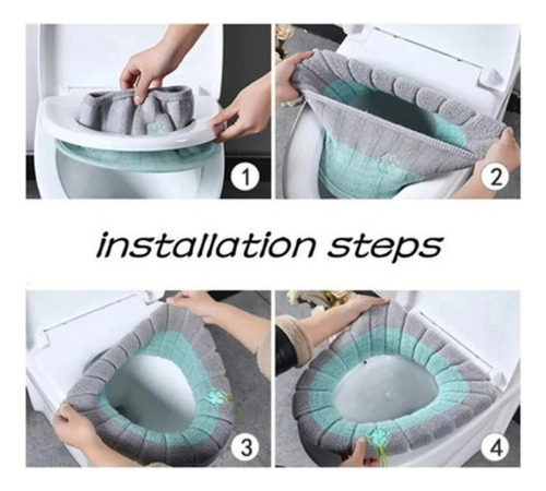 T, 4pzs Cubre Asiento Funda Lavable Cálida Inodoro Taza Wc
