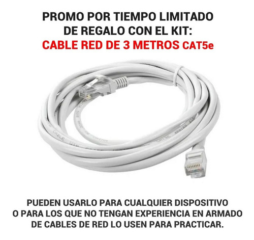 Imagen 3 de 8 de Pinza Crimpeadora + Pela Cable + 50 Fichas + Tester Rj45 Red