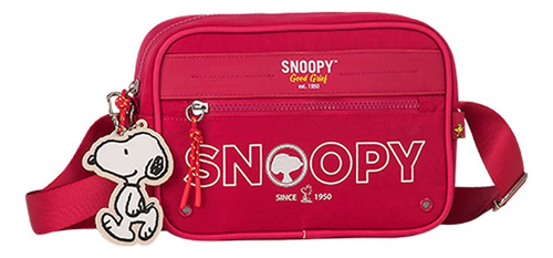 Bolsa Feminina Pequena Transversal Snoopy Em Nylon Pink Cor Rosa-chiclete