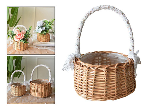 Djjshaoke 3- Cesta De Ratán For Pascua Con Flores De Mimbre