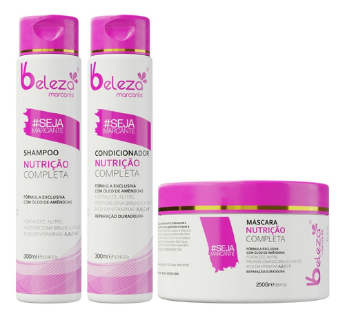 Kit Nutrição Capilar Shampoo Condicionador Mascara Beleza