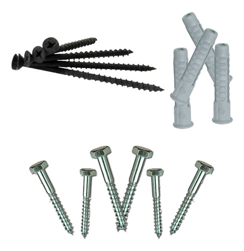 Tornillo Tirafondo Kit P/tarugo Del 10 Incluye 3 Art 60 Unid