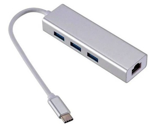 Hub Tipo-c Usb 2.0 3 Puertos + Rj45 Lan Ethernet
