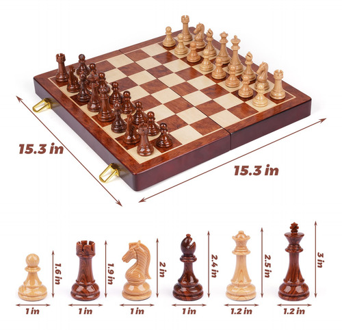 Juego De Ajedrez Y Damas Portátil 2 En 1 De Viaje