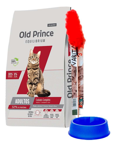 Imagen 3 de 3 de Alimento Old Prince Equilibrium Adults Complete Care para gato adulto sabor pollo y arroz en bolsa de 7.5 kg