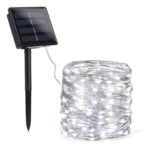 Alambre De Luz Led Navideña Recargable Con Panel Solar 100