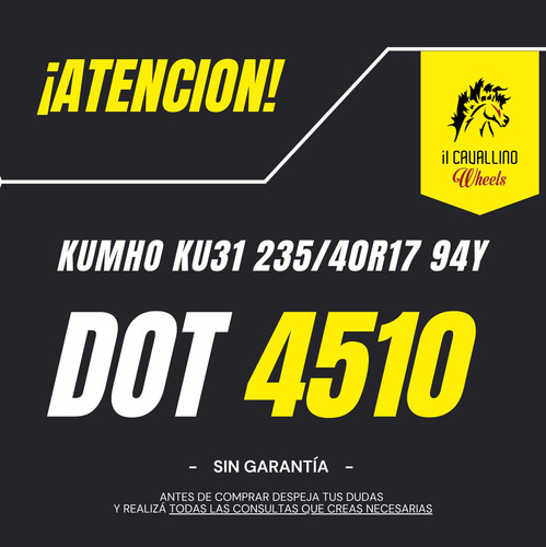 Neumatico Kumho 235 40 R17 94y Ku31 Vento P308 Cavallino Dot