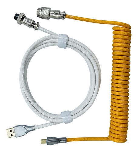 // Cabo Enrolado Usb Para Tipo C Com Plugue De Branco