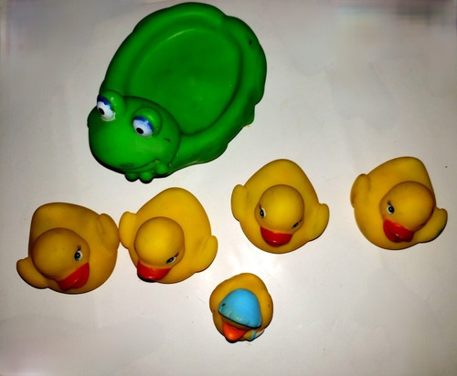 Patos De Hule Set Con Rana Baño Niños Juguete