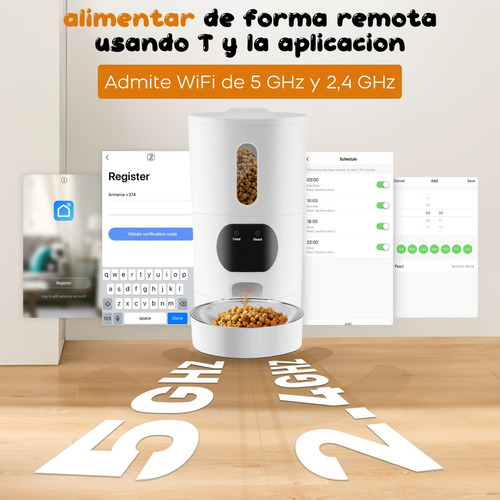 Comedero Automático Para Mascotas 4l, 5g, Wi-fi