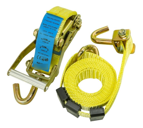 Imagen 1 de 6 de Reata De 2 PuLG X 3.7 Mts Con Ratchet Para Niñeras Eslinga